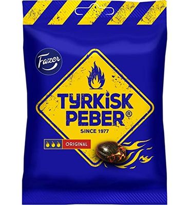 4 x bags of 150g Fazer The Original Tyrkisk Peber (Turkish Pepper) Finnish Salmiakki Salmiak Caramel Hard Candy Sweets Candies Bag