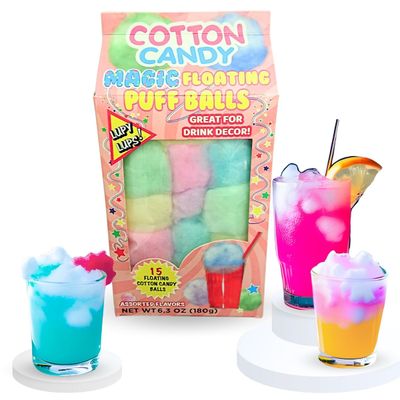 Lupy Lups! Magic Floating Cotton Candy -It Floats! 6.3 oz 15 Balls-Assorted Flavors- Pastel Candy for Stocking, Treats, Party Favors, Buffet table and Pinata