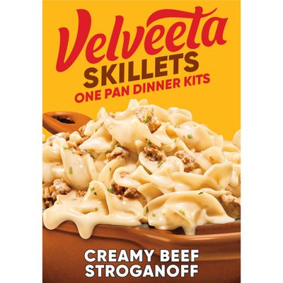 Velveeta Skillets Creamy Beef Stroganoff One Pan Dinner Kit with Cheese Sauce (Pasta &amp; Seasonings, 11.6 oz Box)