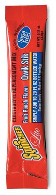 Sqwincher 060102-FP 0.11 oz Lite Qwik Stik Powder Concentrate Electrolyte Replacement Beverage Mix, Fruit Punch Flavor (10 Bags of 50)