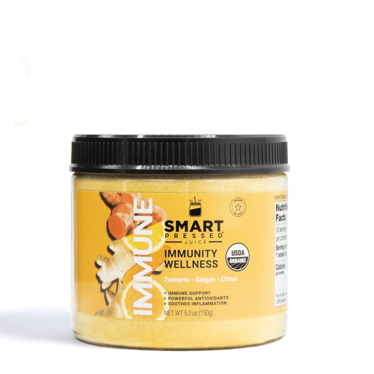 SMART Pressed Juice Immunity Wellness Drink with Organic Turmeric Curcumin Ginger Shot for Immune Support | Apple Cider Vinegar Lemon Ginger &amp; Echinacea - Made in USA (30 Servings)