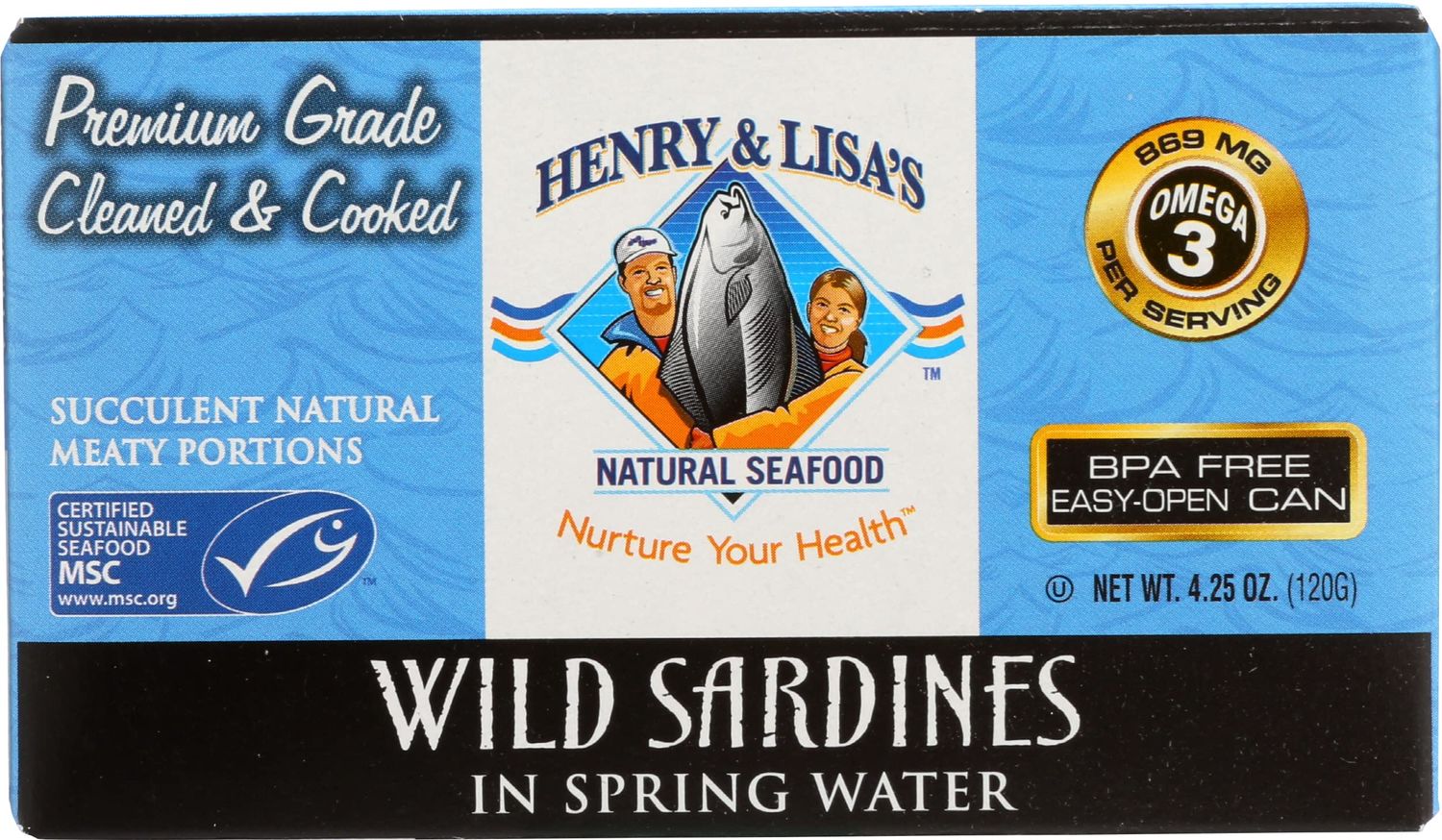 Henry &amp; Lisa&#39;s Wild Sardines in Spring Water, BPA Free Can, 4.25 Ounce (Pack of 12)