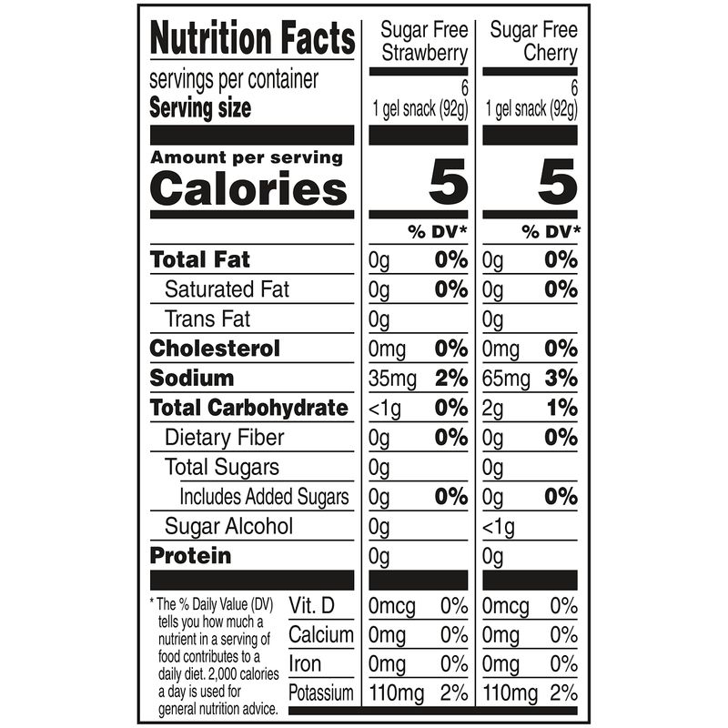 Snack Pack Sugar-Free Strawberry &amp; Cherry Flavored Low Calorie Juicy Gels Family Pack, 3.25 oz 12 ct