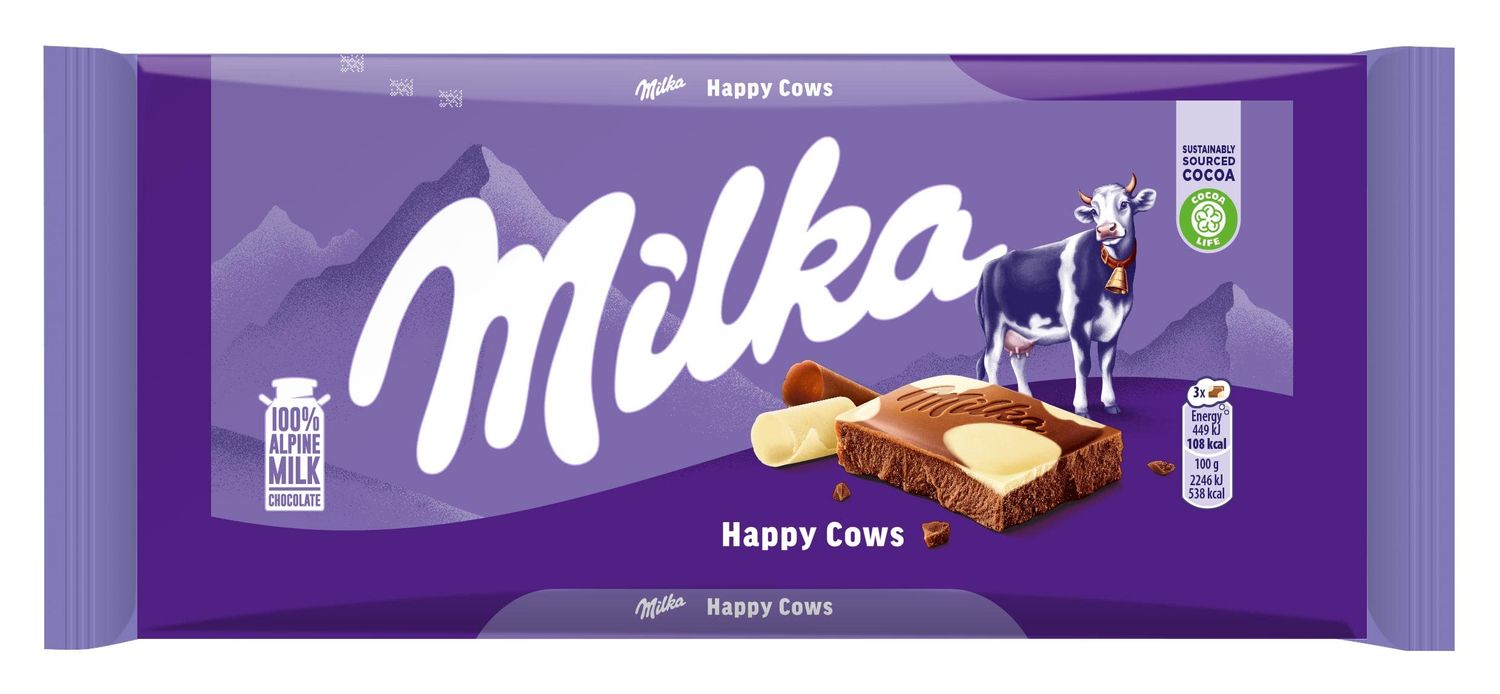 Milka Alpine Milk and White Chocolate, Happy Cow, 100g