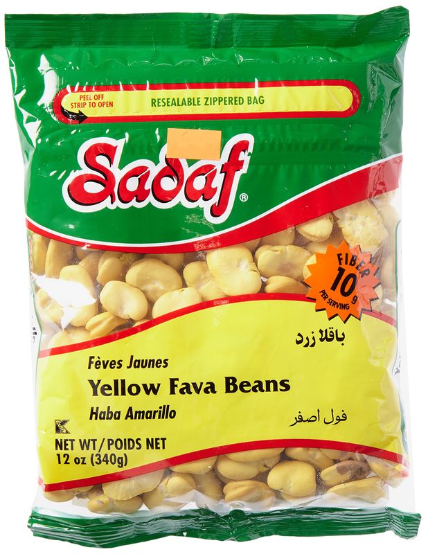 Sadaf Yellow Fava Beans - Baghala - Fava Beans For Cooking And Food Enhancing - Mediterranean Cuisine - Kosher - 12 Oz Resealable Bag