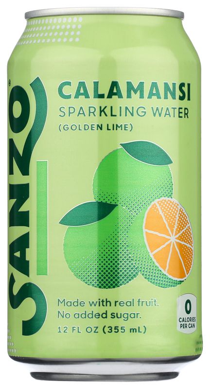 Sanzo Sparkling Water, Calamansi, Made with Real Fruit, No Added Sugar, 12 Fluid Ounce (Pack of 12)