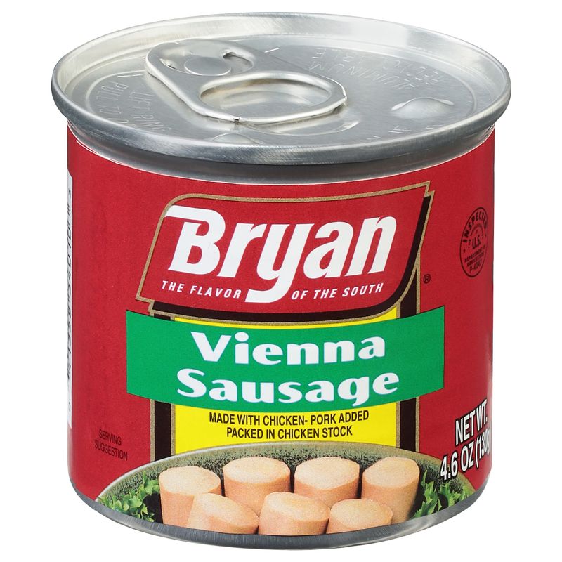 BRYAN Vienna Sausage, 4.6 Ounce Pull-Top Can (Pack of 1) | Canned Meat | Keto Food, Keto Snacks | Low Carb High Protein Snacks | Compare to Other Brands of Vienna Sausages &amp; Smoked Sausages