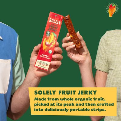 Solely - Organic Mango Fruit Jerky - 12 Individually Wrapped Fruit Strips - Fruit Leather Made from Dried Fruit - Healthy Snacks, Vegan - 0.8oz (23g)
