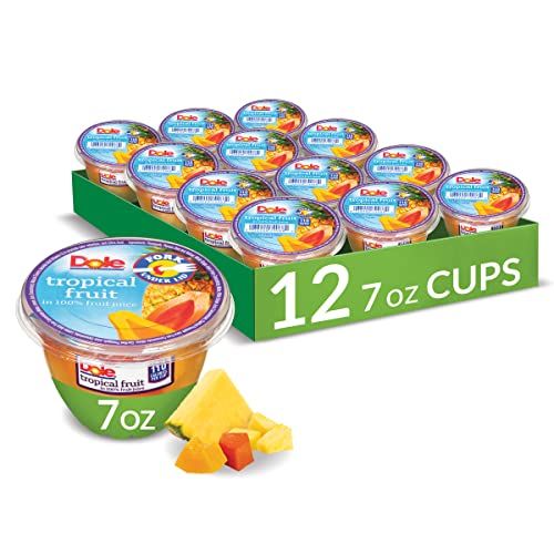 Dole Fruit Bowls Tropical Fruit in 100% Juice Snacks, 7oz 12 Total Cups, Gluten &amp; Dairy Free, Bulk Lunch Snacks for Kids &amp; Adults