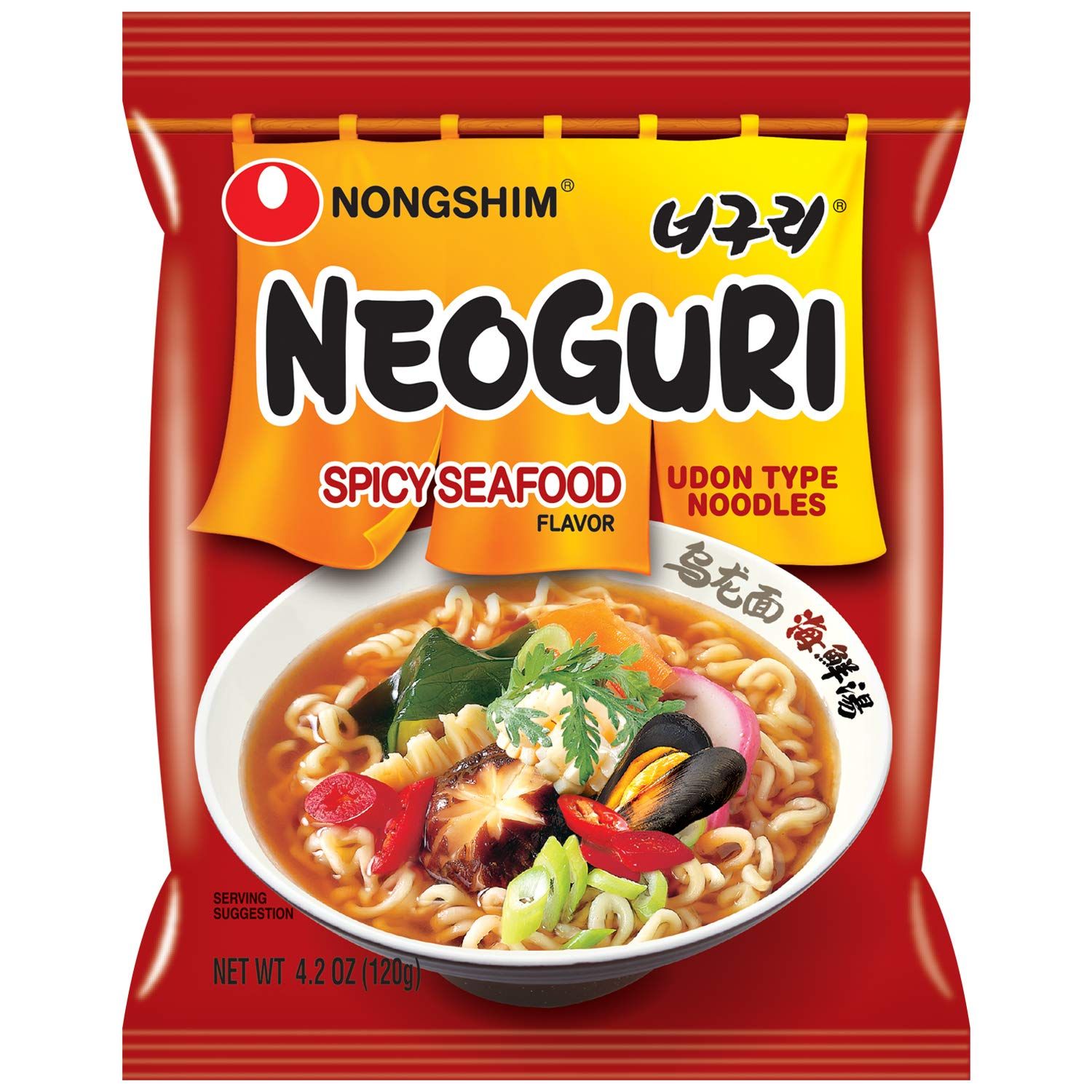 Nongshim Neoguri Spicy Seafood Ramen Noodle Soup, 16 Pack, Microwaveable Ramyun Instant Noodle Cup, Bold &amp; Spicy Chili Peppers