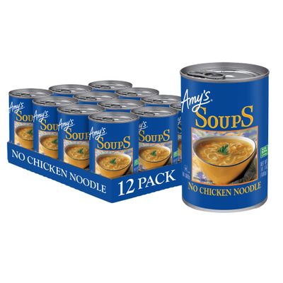 Amy&#39;s Soup, Vegan No Chicken Noodle Soup, With Organic Noodles, Vegetables and Tofu, Canned Soup, 14.1 Oz (12 Pack)