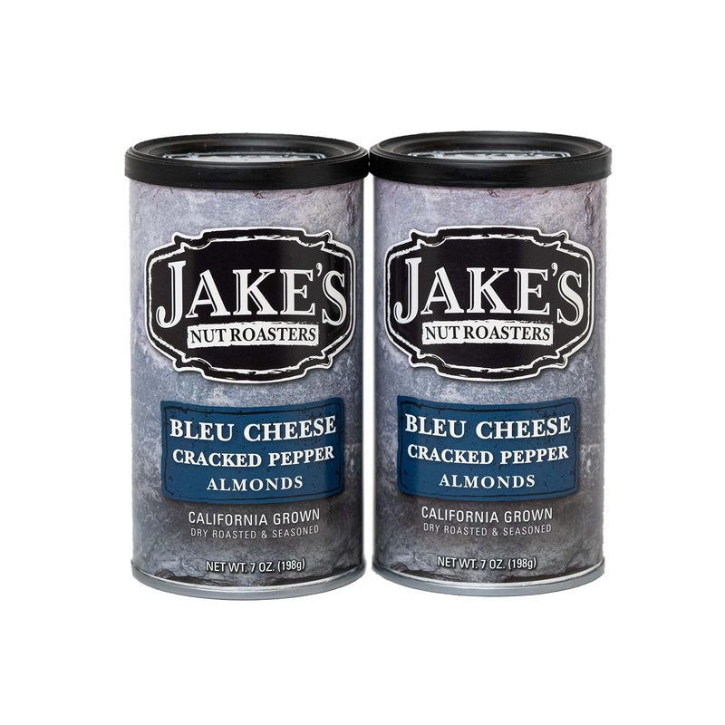 Jake&#39;s Nut Roasters - Bleu Cheese Cracked Pepper Almonds (2 Pack) Whole Dry Roasted Seasoned Flavored Almonds - High-Protein Snack with Blue Cheese &amp; Black Pepper Flavor