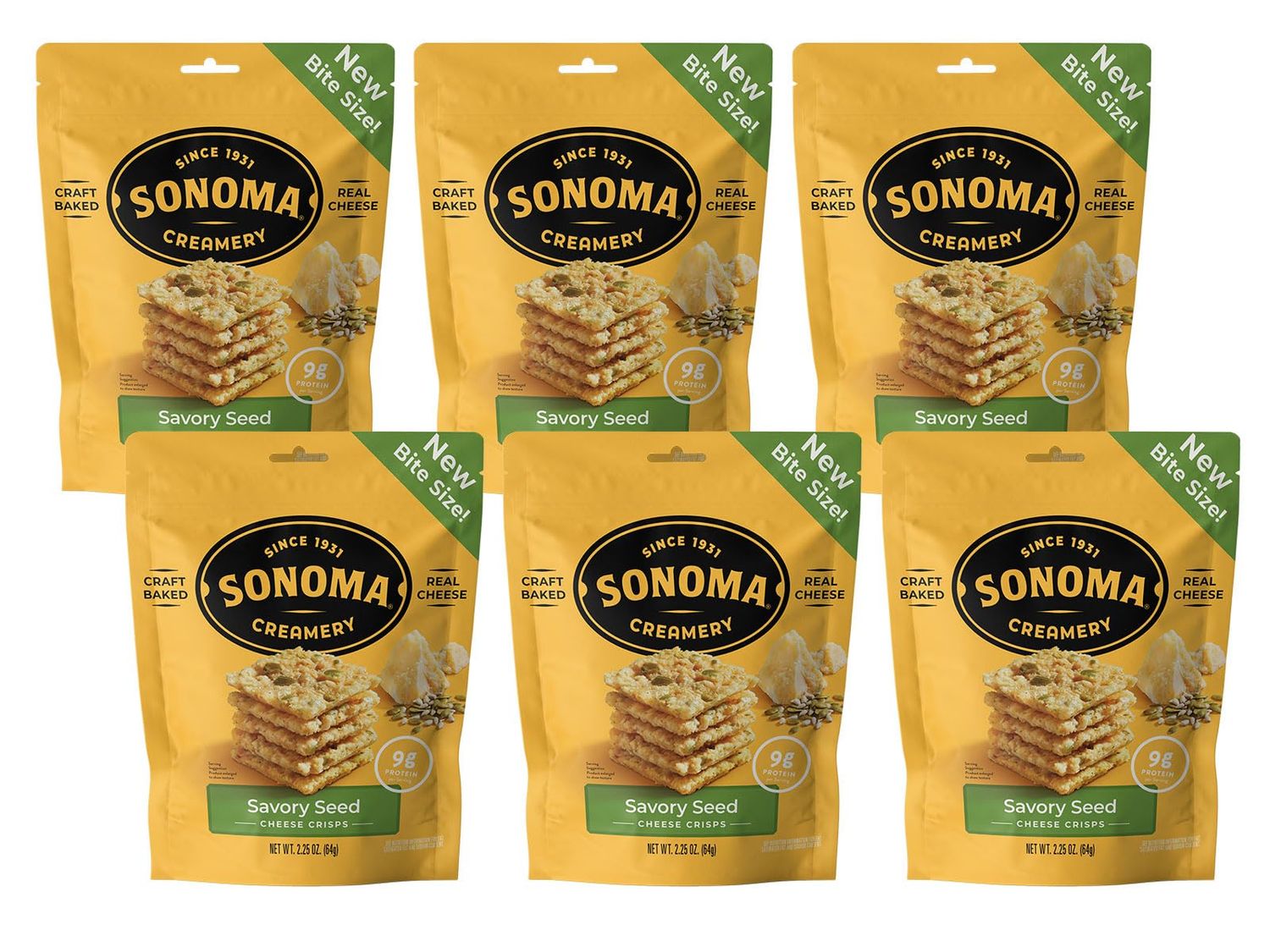 Sonoma Creamery - Cheese Crisps, Savory Seed,2.25 Ounce (Pack of 6) | Savory Snack | High Protein | Low Carb | Gluten Free |Keto-Friendly