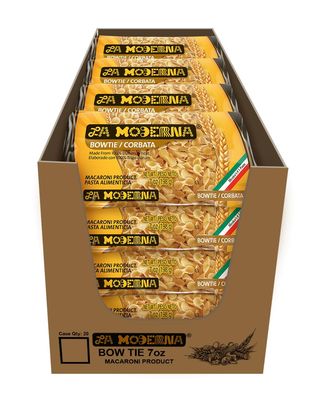 LA MODERNA, Corbata, Pasta, Hecha con Smola de Trigo Durum, Enriquecida con Vitaminas y Hierro, 7 oz, Pack de 20