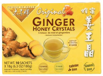 Prince Of Peace Original Ginger Honey Crystals Instant Beverage, Caffeine-Free, Gluten Free, 10 Sachets (Pack of 6)
