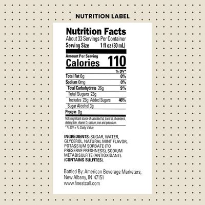 Finest Call Premium Mint Flavored Syrup Drink Mix, 1 Liter Bottle (33.8 Fl Oz), Pack of 3