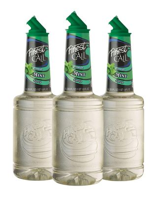 Finest Call Premium Mint Flavored Syrup Drink Mix, 1 Liter Bottle (33.8 Fl Oz), Pack of 3
