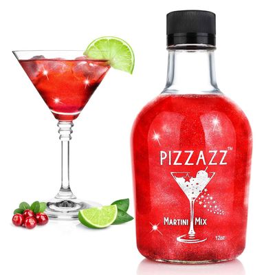 Pizzazz Cosmo Martini Mix with Edible Glitter For Drinks (12oz) - Premium Drink Mixers for Cocktails, No Mess Cocktail Drink Glitter Mixer, Bar Essentials For Mixology - Bunco Party Supplies