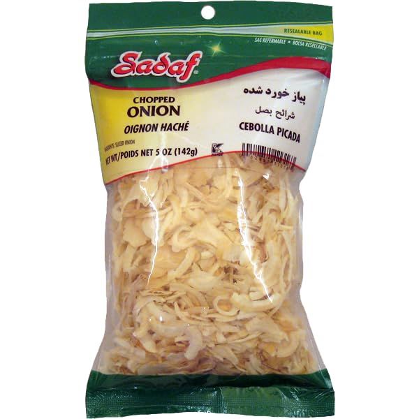 Sadaf Sliced Dried Onion - Chopped Onion for Cooking and Food Flavoring - Kosher - 5 Oz Resealable Bag