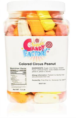 Sarah&#39;s Candy Factory Assorted Circus Peanuts Marshmallow | Spangler Retro Candy in Jar, 1.5 Lbs