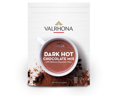 Valrhona Premium Dark Hot Chocolate Sweet Mix Rich Smooth  Full of Dark Chocolate Flavor Dark Hot Chocolate Cocoa Powder with Cream Almond or Oat Milk for a Completely Satisfying Beverage 12oz Packet