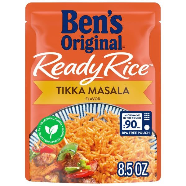 BEN&#39;S ORIGINAL Ready Rice Tikka Masala Flavored Rice, Easy Dinner Side, 8.5 oz Pouch