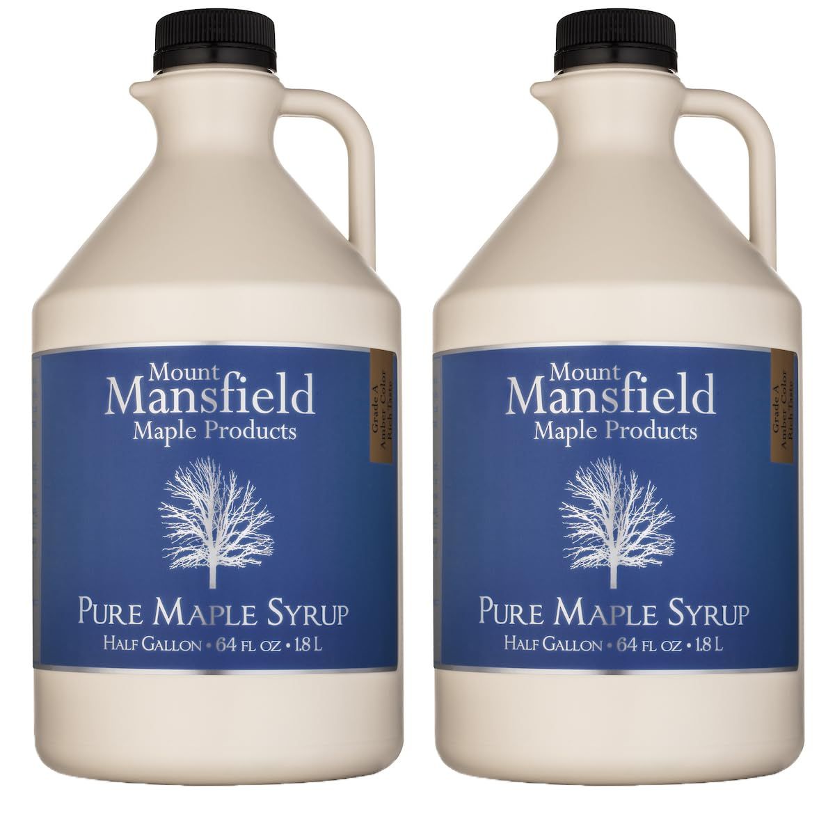 Mansfield Maple Pure Vermont Maple Syrup in Plastic Jug Grade A Dark Robust Gallon (Ships as 2 Half Gallons)