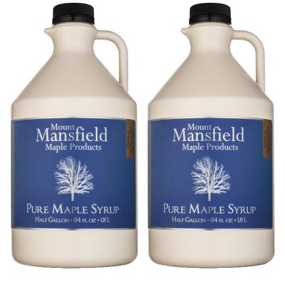 Mansfield Maple Pure Vermont Maple Syrup in Plastic Jug Grade A Dark Robust Gallon (Ships as 2 Half Gallons)
