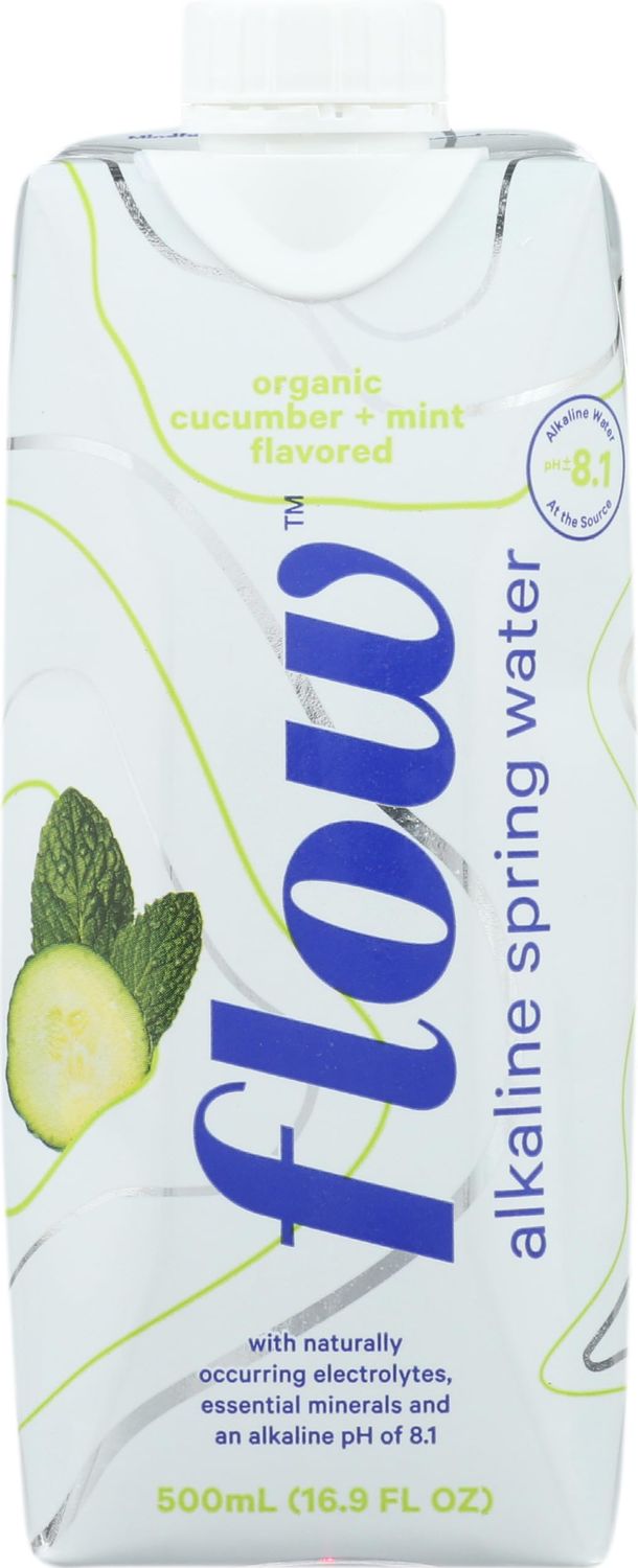 Flow Water, Organic Cucumber Mint Spring Water, 16.9 Fl Oz, Packaging may vary