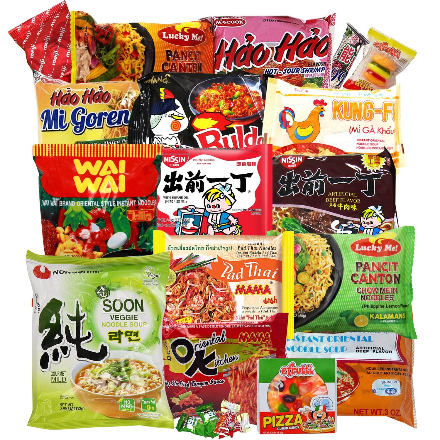 InfiniteeShop Variety Asian Instant Ramen Bundle | Samyang, Nong-shim, Mama, Wai Wai, Acecook | Free Snacks Included | 8 Pack, Care Package College Students Food Sampler Office