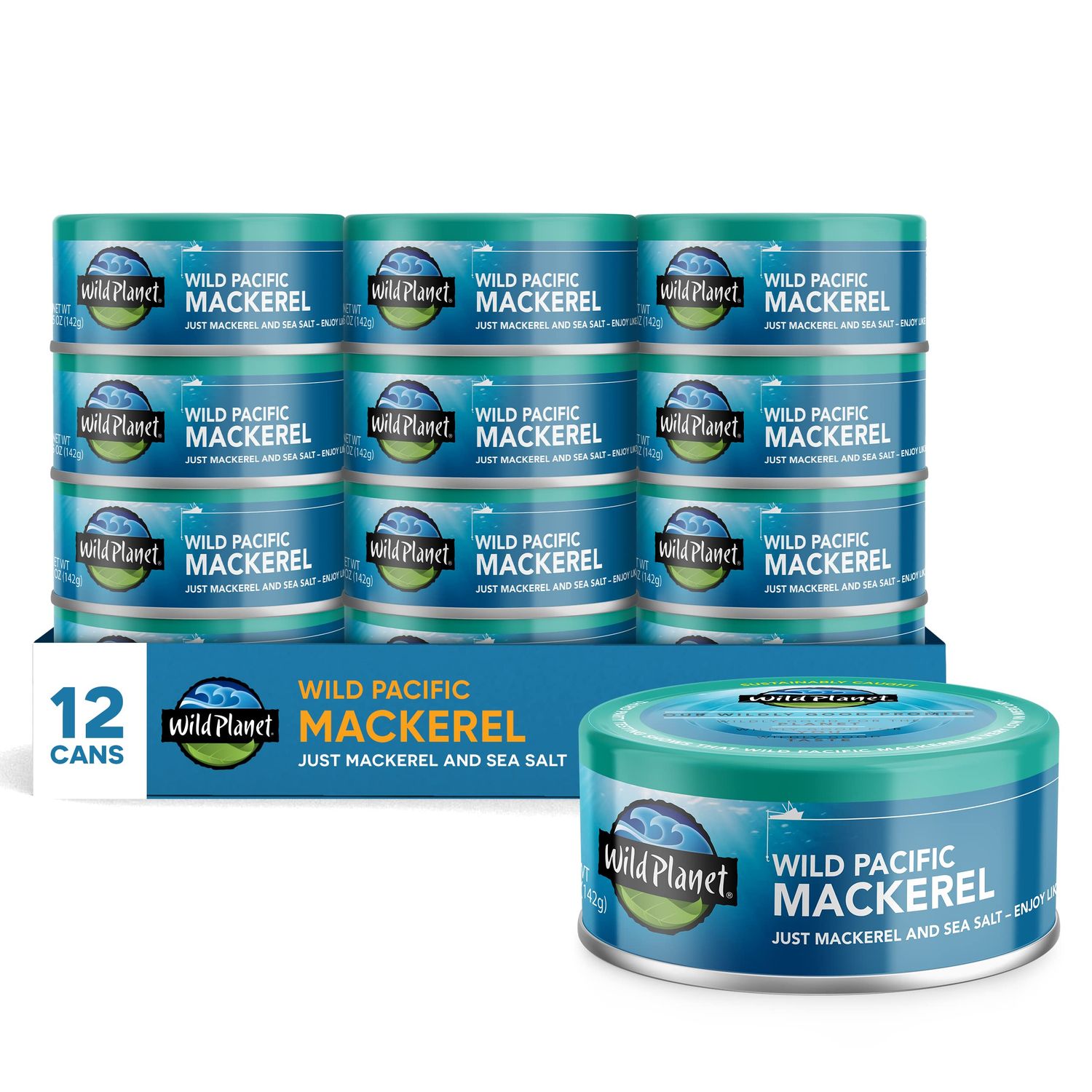 Wild Planet Wild Pacific Mackerel Fillets (SABA), Skin-On &amp; Boneless, Delicious &amp; Sustainable, Tinned Fish, 5 oz, (Pack of 12)