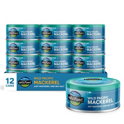 Wild Planet Wild Pacific Mackerel Fillets (SABA), Skin-On &amp; Boneless, Delicious &amp; Sustainable, Tinned Fish, 5 oz, (Pack of 12)