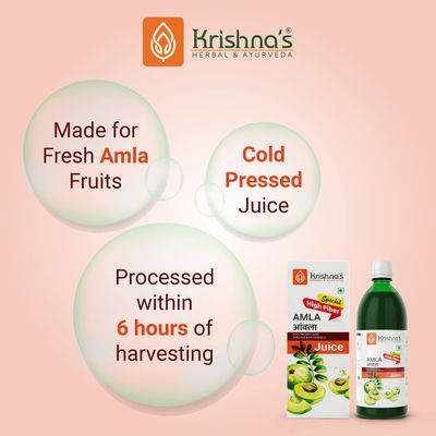 Krishna's Special Amla High Fiber Juice - 1000 ml | Fresh cold pressed Amla Juice | Helps Boosts Skin and Hair Health | Helps Detox | Rich in Vitamin C | Natural Immunity Booster