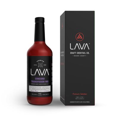 LAVA Premium Concord Transfusion Mix made with concord grape juice, real ginger, ginger ale, no artificial sweeteners, 1-Liter (33.8oz) Glass Bottle, Ready to Use