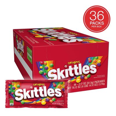 SKITTLES Original Chewy Candy Bulk Pack, Full Size, 2.17 oz Packs (Pack of 36)