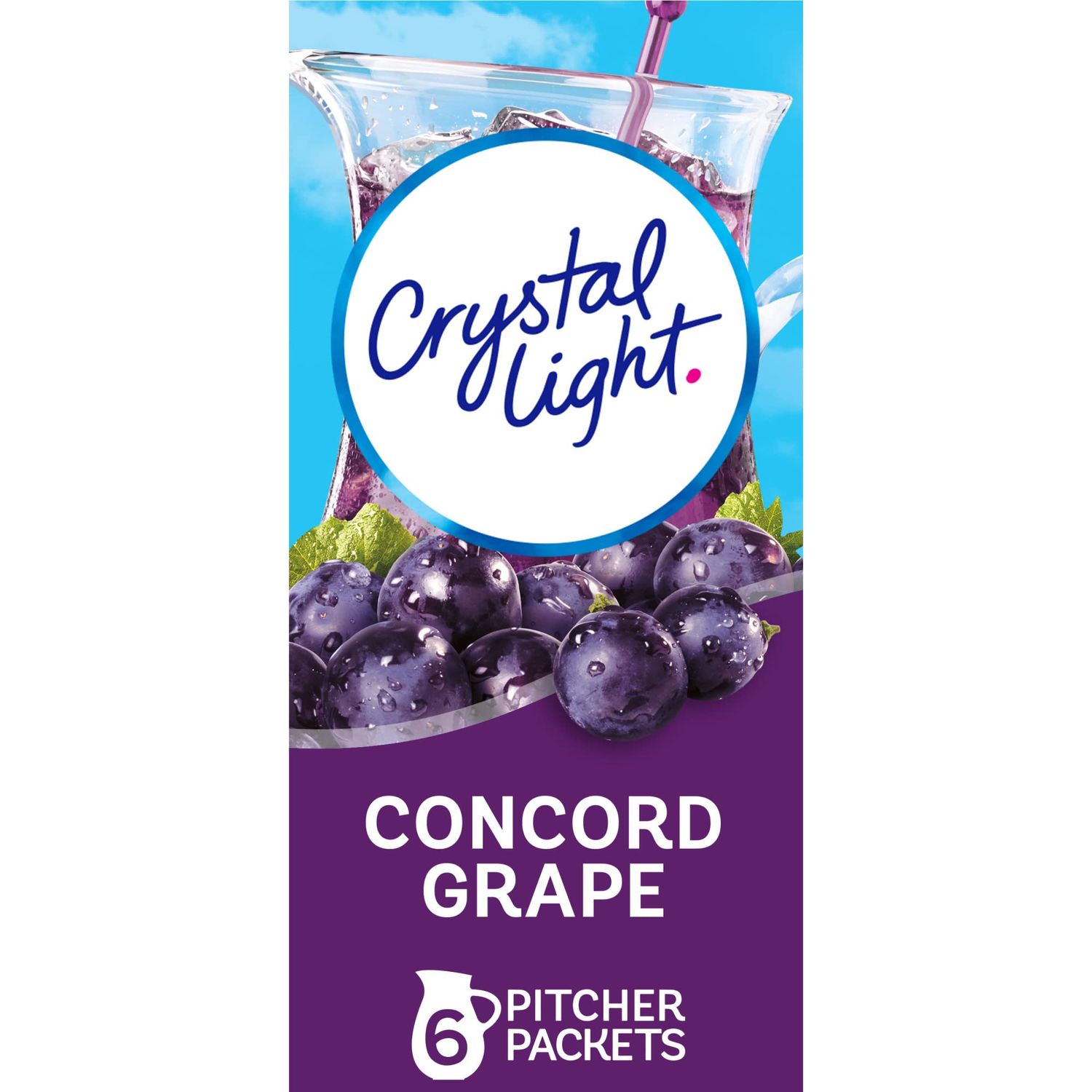 Crystal Light Concord Grape Artificially Flavored Powdered Drink Mix, 6 ct Pitcher Packets