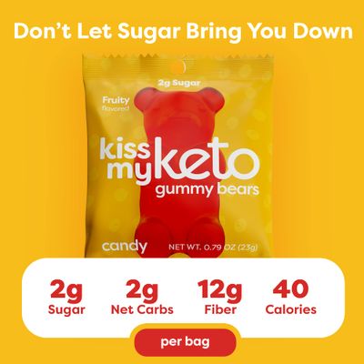 Kiss My Keto Gummies Candy - Low Carb Candy Gummy Bears, Keto Snack Pack - Healthy Candy Gummys - Sugar Free Gummy Bears, Keto Gummy Bear Candy - Keto Gummy Bears (12-pack)