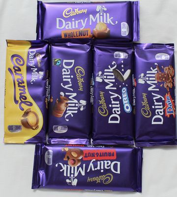Cadbury Dairy Milk Most Popular Chocolate Bars From England- Whole nut, Caramel, Fruit &amp; Nut, Oreo, Plain, Daim,110 grams