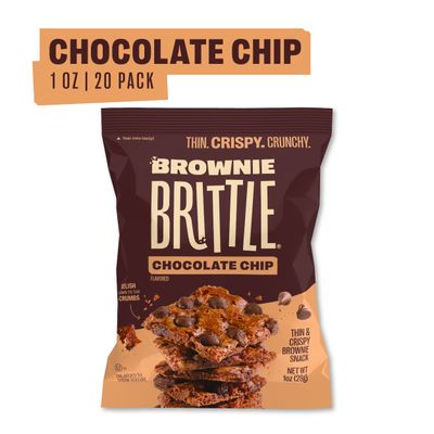 Brownie Brittle - Original Chocolate Chip Thin and Crispy Sweet Snacks (Pack of 20, 1 oz), Rich Gourmet Brownie Bites Dessert