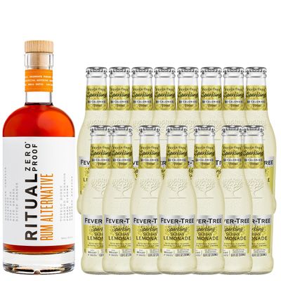 Ritual Zero Non-Alcoholic Rum Alternative with 15 Pack of Fever Tree Sicilian Lemonade for your favorite Alcohol-Free Mixed Drink