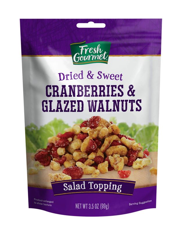 Fresh Gourmet Dried Cranberries &amp; Glazed Walnuts | 3.5 Ounce, Pack of 9 | Crunchy Snack and Salad Topper