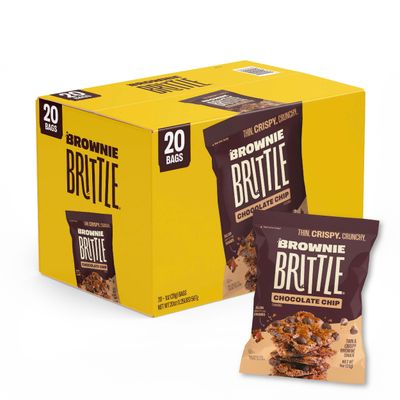 Brownie Brittle - Original Chocolate Chip Thin and Crispy Sweet Snacks (Pack of 20, 1 oz), Rich Gourmet Brownie Bites Dessert