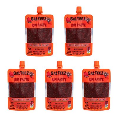 Salteez Rim Paste - Watermelon Chamoy Rim Paste for your Beers, Seltzers, Drinks, Snacks, and more! (5 Pack)