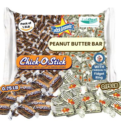 FabQual&#39;s Combo 1.5LB (96 Count) -Atkinson Peanut Butter Bars Candy Old Fashioned 0.75LB + Chick O Sticks Candy 0.75LB I Peanut Butter Logs Chico Stick Candy Bulk Chickostick Candy Peanut Butter Candy