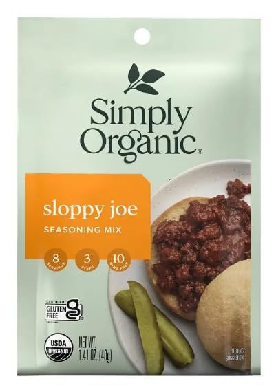 Simply Organic Sloppy Joe, Seasoning Mix, Certified Organic, 1.41-Ounce Packets (Pack of 12) ( Value Bulk Multi-pack)