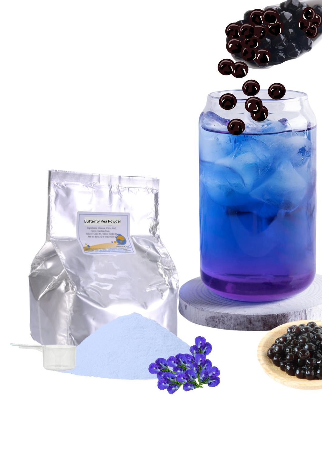 Butterfly Pea Mix for Flavored Boba Bubble Tea Powder for Milk Tea Premium Instant Drink Mix - 2.2 LB bag for 40-45 Servings - Just Add Tapioca Pearls by BUBBLE TEA SUPPLY