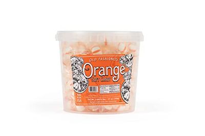 Stewart Old Fashioned Orange Flavored Pure Sugar Candy Puff Balls - Individually Wrapped Candy Snack, Fat-Free, Cholesterol-Free, Gluten-Free, Made in the USA - 27oz Tub