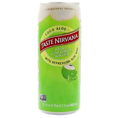 Taste Nirvana Real Coconut Water, Aloe Coconut Water, 16.2 Fl Oz (Pack of 12)