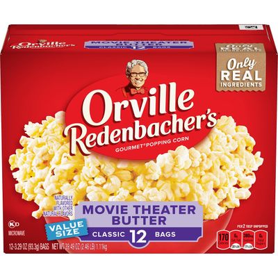 Orville Redenbacher&#39;s Movie Theater Butter Microwave Popcorn, 3.29 Ounce Classic Bag, 12-Count