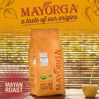 Mayorga Medium Roast Whole Bean Coffee, 5 lb bag - Mayan Blend Coffee Roast - Smooth &amp; Flavorful Organic Coffee - Specialty Grade 100% Arabica Coffee Beans - Non-GMO, Direct Trade